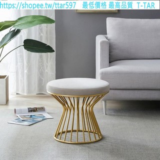 促銷沙發凳家用客廳茶幾凳矮凳小板凳圓形金屬北歐網紅創意布藝小凳子家具 T-TAR家具
