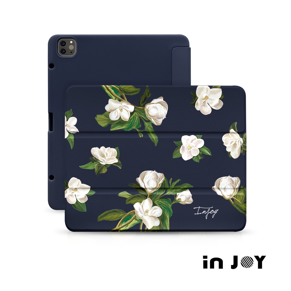 INJOY｜iPad 12.9/Air5/iPad 9/mini 6 柔白香氛花朵 皮革平板保護套