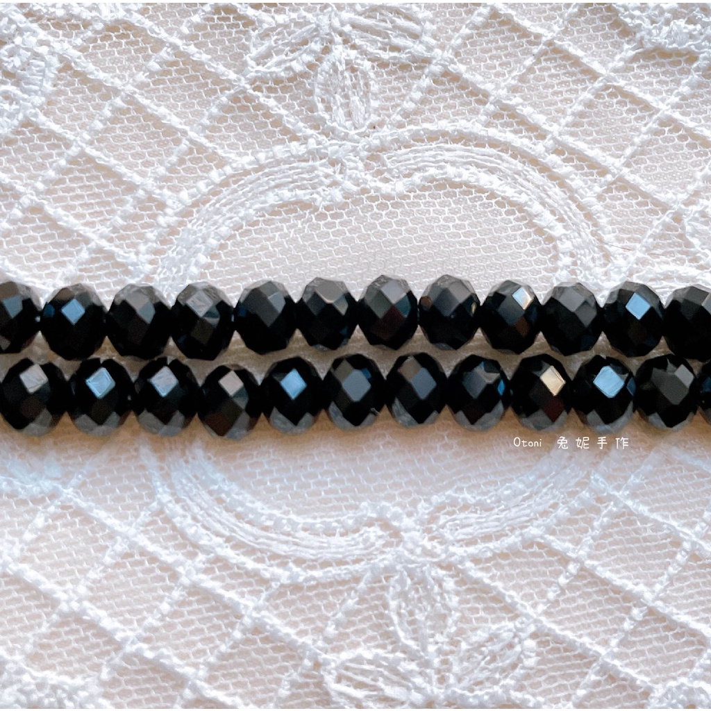 【Otoni 🐰】日本進口🇯🇵 切割玻璃珠 6mm 黑色 飛碟珠 鈕扣珠 手作材料 串珠 耳環