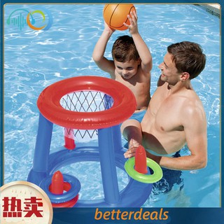 充氣水上遊樂盤籃球框泳池球網投籃玩具