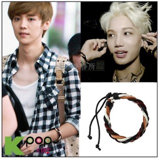 ❌免運❌ 韓國皮革手環 正韓手環 ASMAMA 鹿晗 Luhan EXO KAI 金鐘仁 同款混色皮繩編織手環 韓國手鍊
