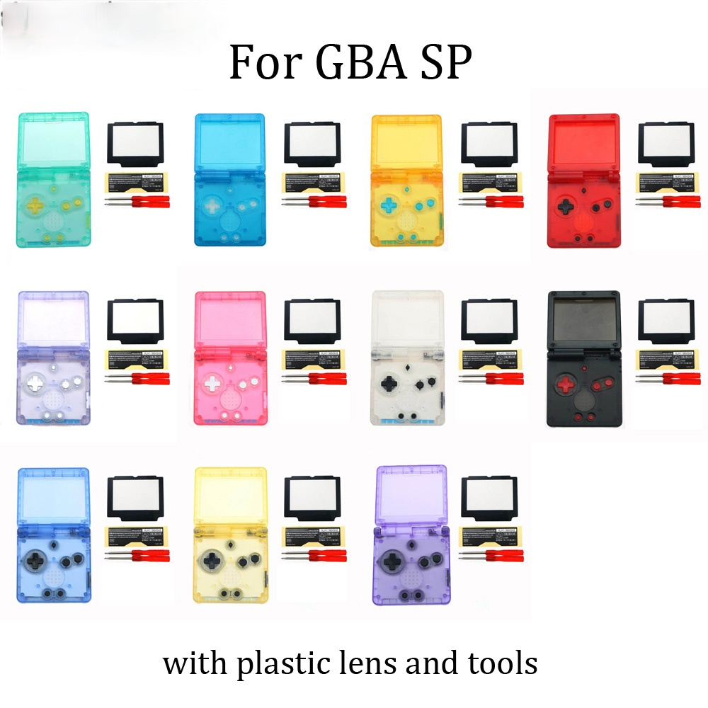 任天堂 Gameboy Advance SP GBA SP 控制台的替換透明全殼殼螺絲刀維修 GBA SP替換機殼
