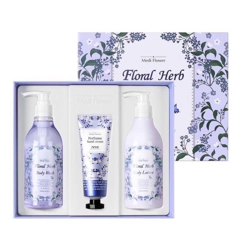 韓國Medi Flower 身體護理香氛禮盒(沐浴乳300ml+乳液300ml+護手霜80g)