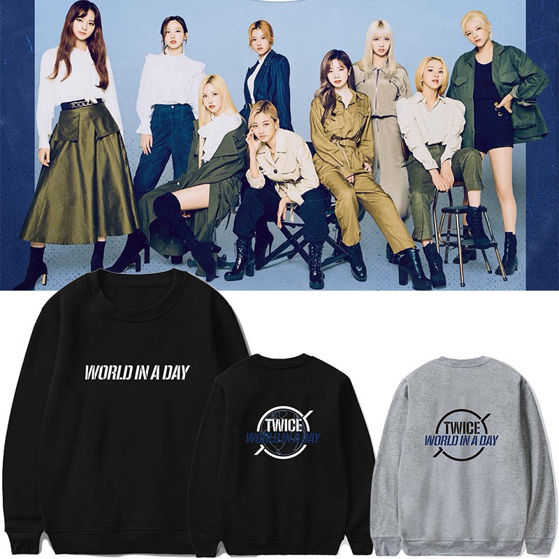 現貨愛豆明星twice演唱會worldinaday 周邊應援打歌服同款寬松套頭圓領衛衣 蝦皮購物