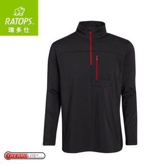 【Ratops 瑞多仕 男Thermolite暖衣(前開袋)《正黑》】DB6009/中層衣/保暖長袖/休閒長袖/悠遊山水