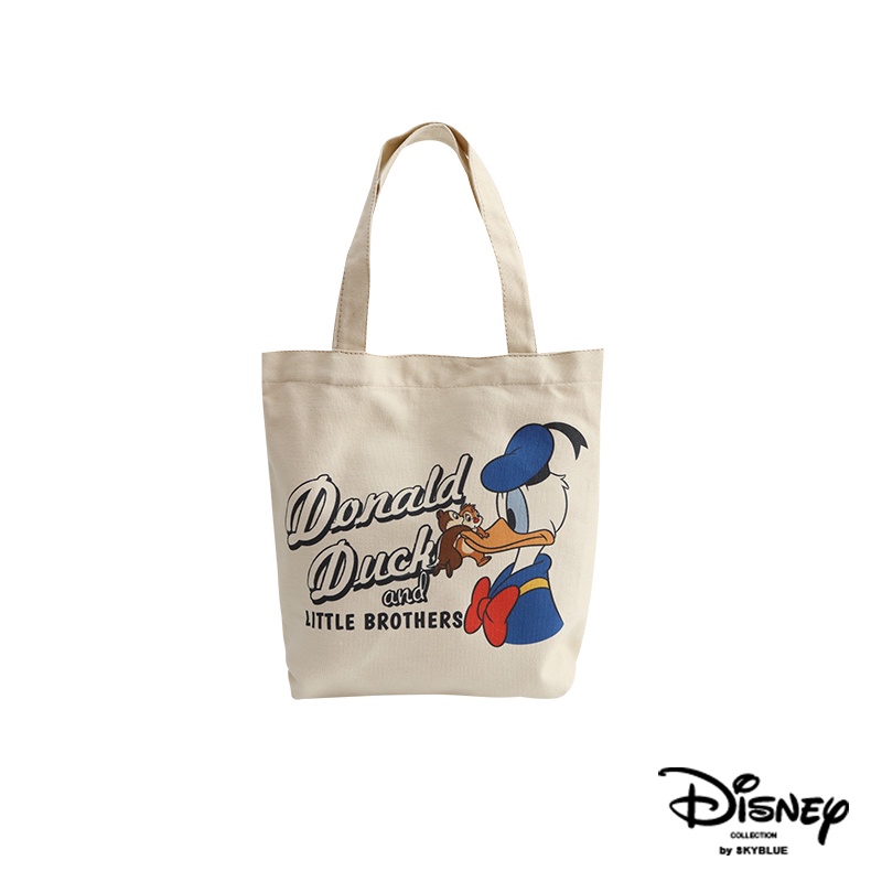 天藍小舖-迪士尼系列可愛唐老鴨與奇奇蒂蒂款原色手提帆布袋-單1款-A03031593