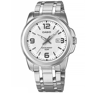 CASIO / 卡西歐 簡約時尚 數字刻度 日期顯示 不鏽鋼手錶 白色 / MTP-1314D-7A / 43mm