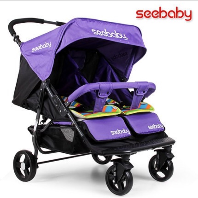 Seebaby 雙人推車T22紫色（現貨）手推車「含運出清」