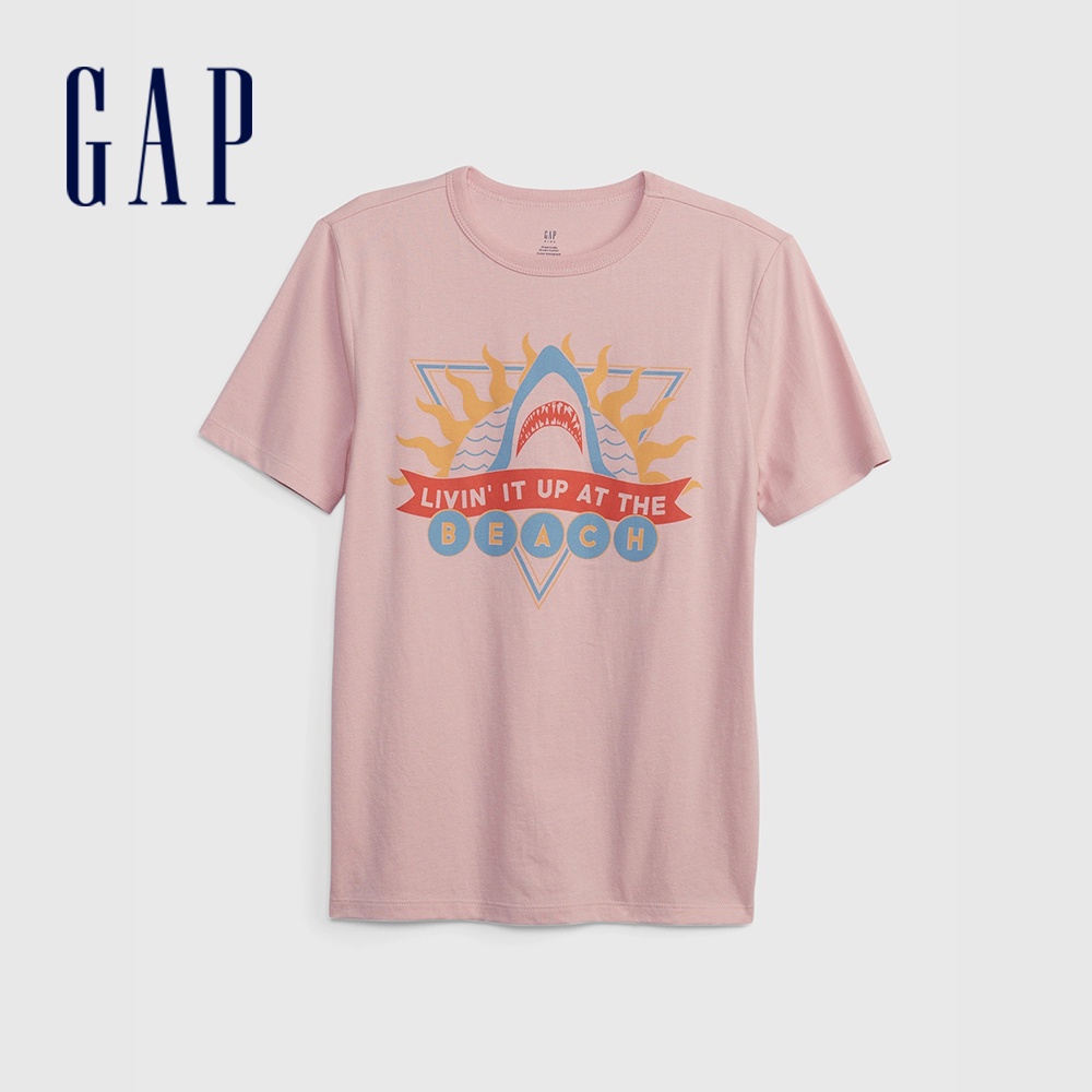 Gap 男童裝 輕薄印花運動短袖T恤-粉色(854543)