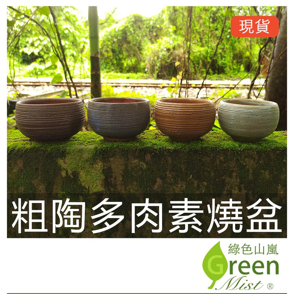 發票現貨 粗陶多肉素燒盆多肉植物花盆小花盆和風花盆陶瓷盆花器簡約小花器 綠色山嵐 蝦皮購物