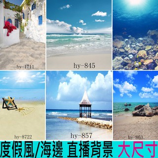 3D直播背景布【影片+實拍】海邊度假拍照抖音網拍背景高擬真網紅youtuber拍攝攝影棚拍照道具17直播電競實況主直播主