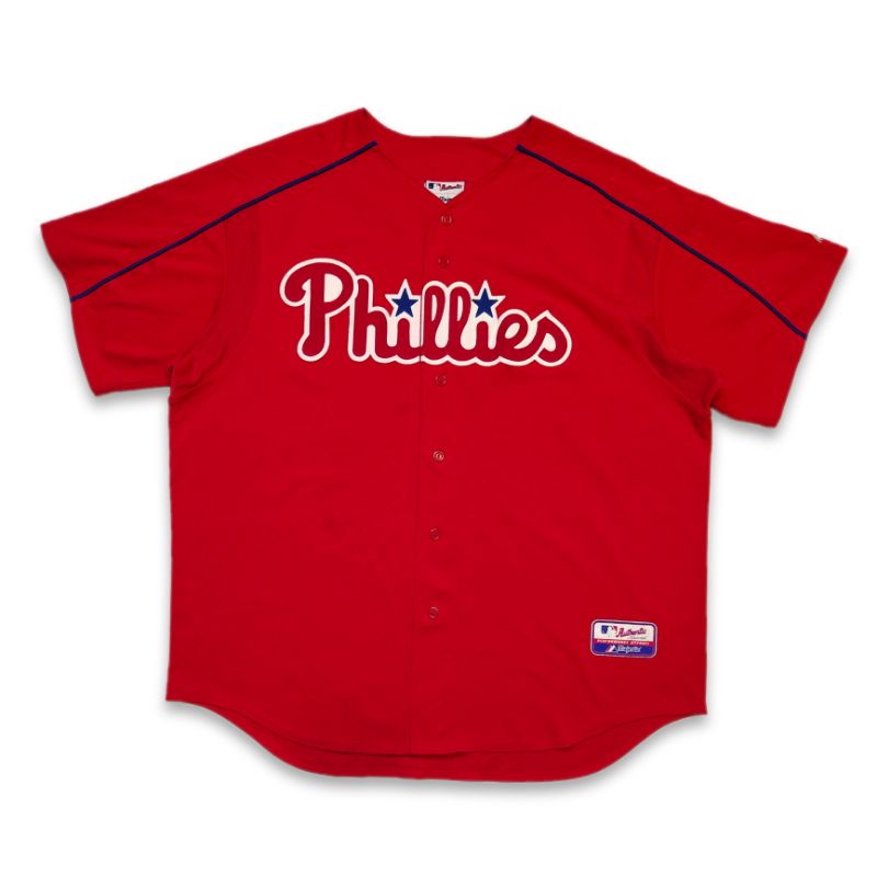 ✨車庫古著✨ Majestic MLB 球員版 Phillies 棒球衫 費城費城人 棒球衣 球衣 電繡  古著