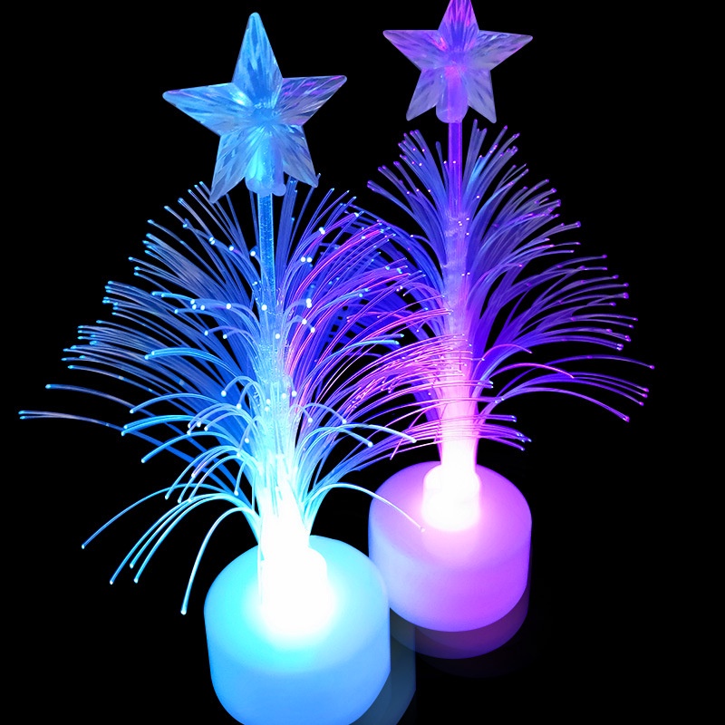 耶誕發光樹 雙面膠閃光光纖樹七彩LED發光光纖樹發光夜市地攤