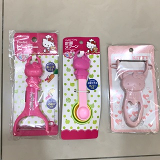 日本 Sanrio hello kitty 削皮刀 量匙 兒童專用款