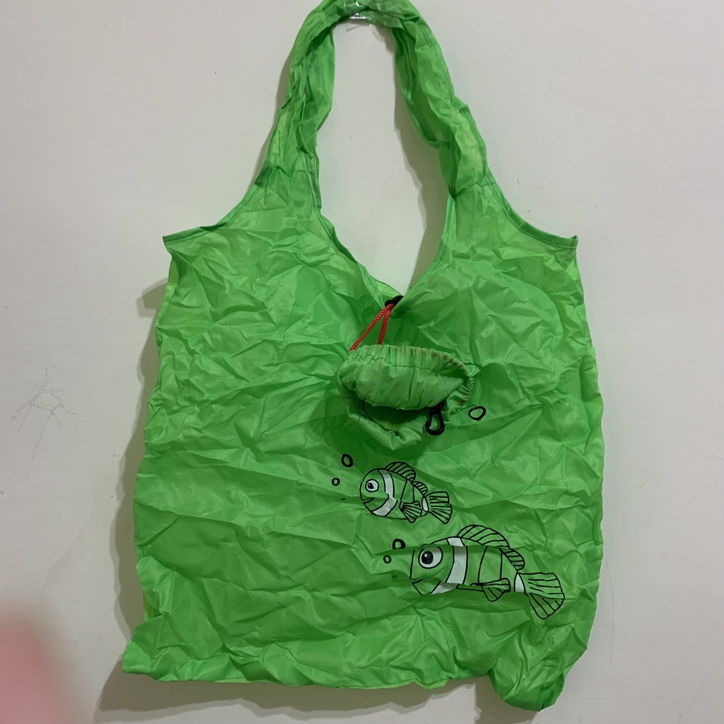 現貨二手購物袋 形狀購物袋 可愛購物袋 魚 超便宜 可愛 綠色 方便購物袋 環保購物袋 輕巧摺疊購物袋