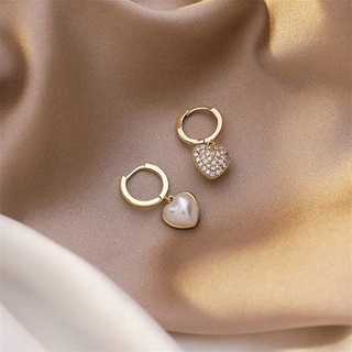 耳環 飾品 耳飾 82061韓國珍珠復古金色桃心兩面戴設計感網紅氣質耳釘耳扣女GB507 衣時尚