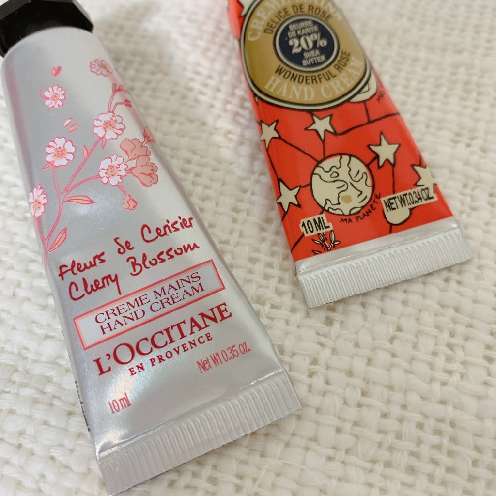 全新 法國帶回  原裝歐舒丹L’Occitane 節慶乳油木玫瑰、櫻花護手霜 10ml