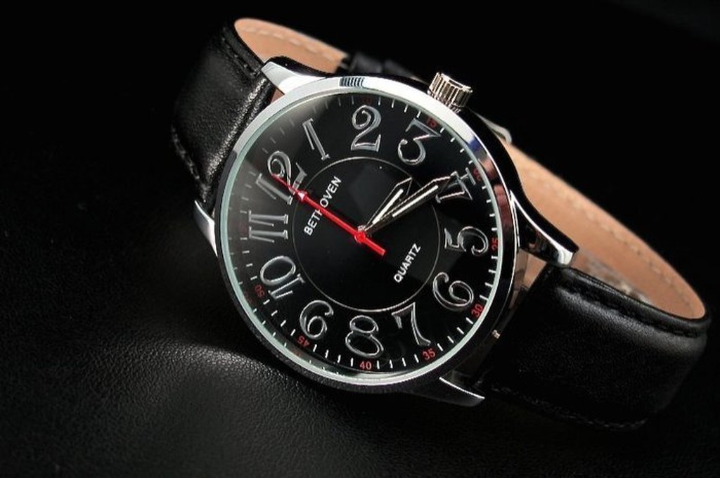 168錶帶配件 /日本石英機心,復古版紳士錶,清晰阿拉伯數字刻度石英錶,非自動機械錶,平面真皮製錶帶,帶寬20mm