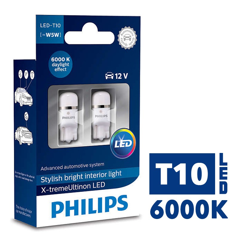 6000K 正白光】PHILIPS T10 LED燈泡X-treme Vision W5W 168 194 2528 | 蝦皮購物