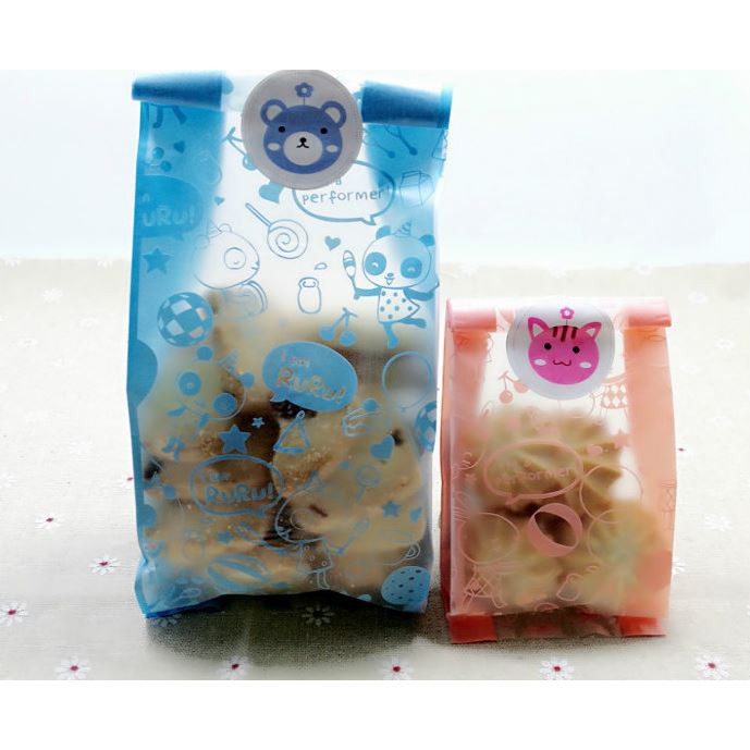 F 台灣出貨  動物餅乾包裝袋  麵包袋 半透明曲奇袋  + 貼紙