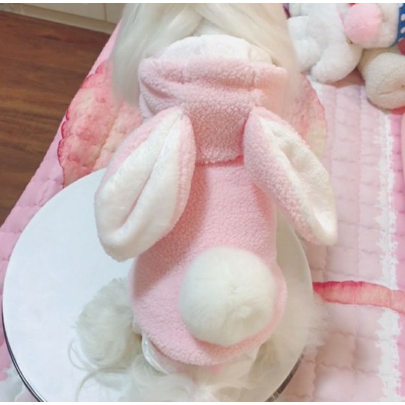 造型粉紅色兔兔寵物保暖衣服