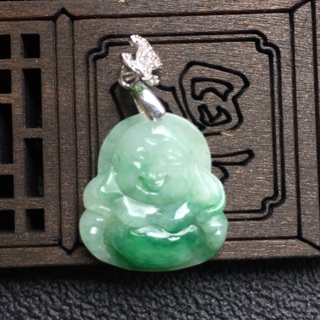 天然緬甸翡翠A貨*飄綠彌勒*