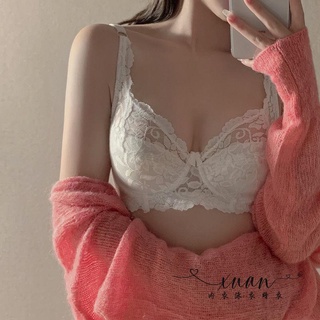 Xuan♥ 法式性感純欲蕾絲超薄大碼內衣女大胸顯小文胸聚攏上託防下垂胸罩