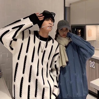 情侶滿版間接條紋毛線衣 秋冬季新款毛衣 保暖毛衣 韓版 打底針織衫 秋裝上衣 情侶款 男女同款（CLX013）【壹號站】