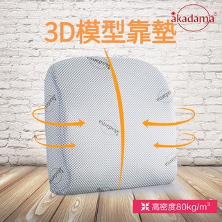 akadama 【3D恆溫高密度】記憶棉靠墊 背靠 腰墊 日本三井武田原料 萊卡布套 密度80D 三年保固 臺灣製造