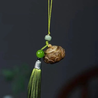 【艾朵拉水晶】【請聊聊確認有無現貨】古風綠檀木雕刻蓮花擴香器吊墜實木隨身手機掛件掛飾禮物好運連升