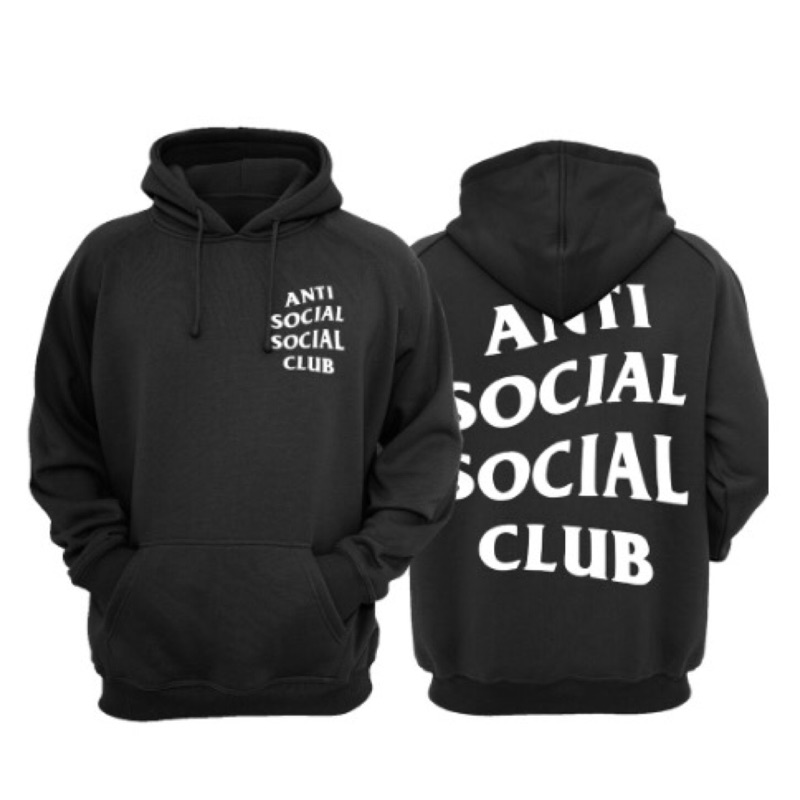 Anti Social Social Club Mind Game Hood 黑色白字帽T
