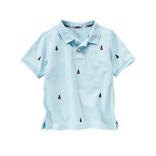 [美國精品衣飾屋] 美國 GYMBOREE 大男童水藍色帆船圖案POLO衫 8T