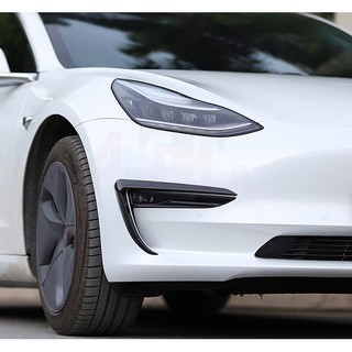 【4TSLA】 Tesla Model 3 前霧燈刀鋒擾流框 運動風格霧燈蓋裝飾貼 M3L006