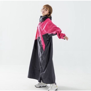 ［OutPerform]斜開前開式風雨衣2XL（桃紅/黑籃色）