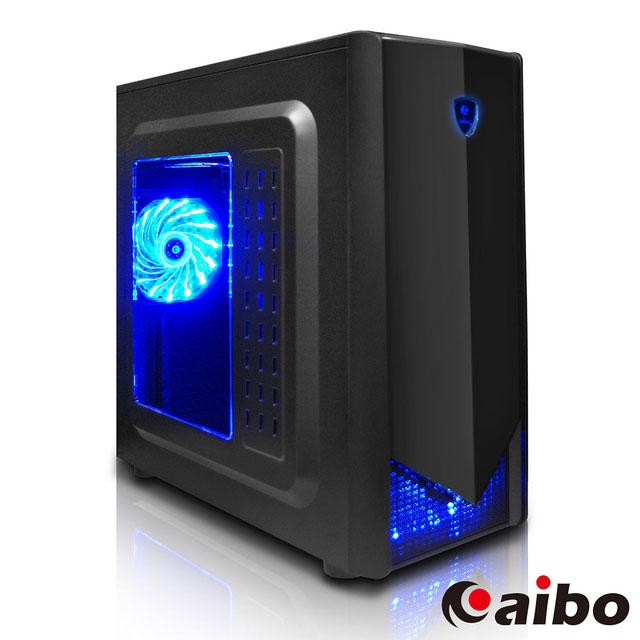aibo【修羅 USB3.0】透明側板 全黑化架構電腦機殼 送藍光風扇*2
