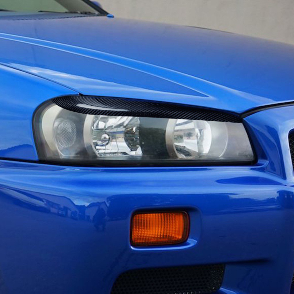 Nissan Skyline R34 Gtr Gt T燈眉99 02碳纖維汽車大燈眉睫毛改 左右舵均有庫存lhd Ss 蝦皮購物