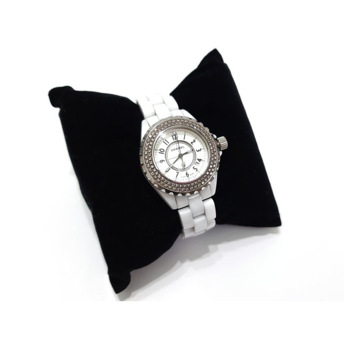 白色 陶瓷 Chanel J12 款  水鑽 女士 腕錶 手錶