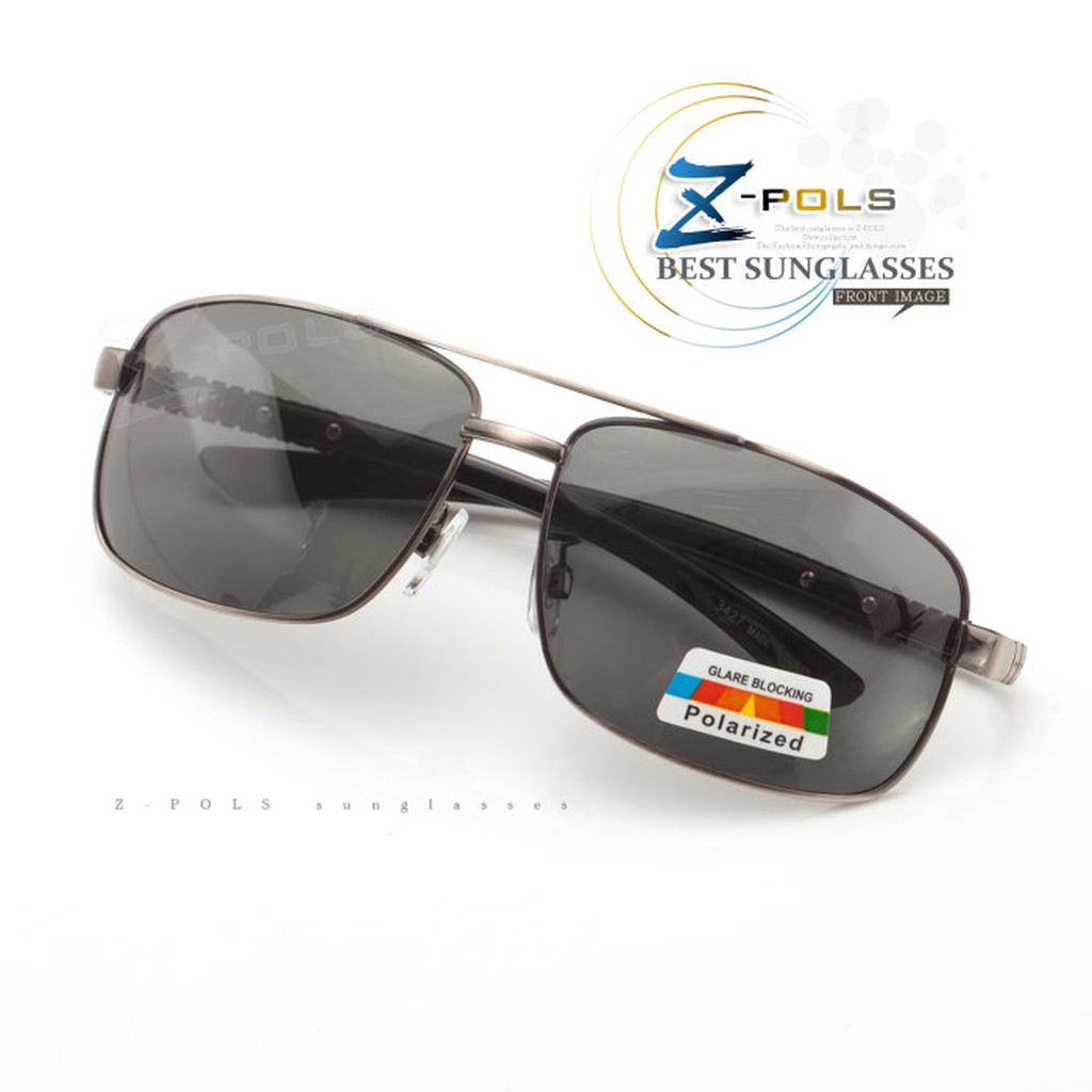 ※Z-POLS 金屬質感設計款※名牌風格圖騰帥氣邊框設計 寶麗來偏光 太陽眼鏡，全新上市!