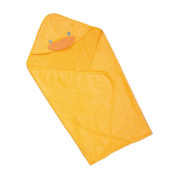黃色小鴨毛巾布包巾 100%棉 小鴨嘴巴可發出啾啾聲81422