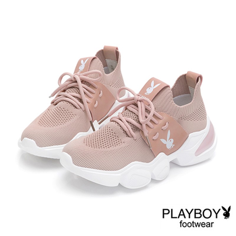 Playboy復古潮流網布撞色兔兔老爹鞋 粉 Biku B酷 蝦皮購物