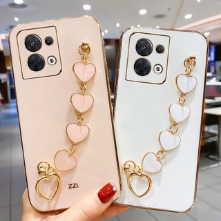 殼多多 愛心手鍊 OPPO Reno 8Z Reno8 z 純色 電鍍殼 防摔全包 手機殼 TPU 軟殼 保護套 保護殼