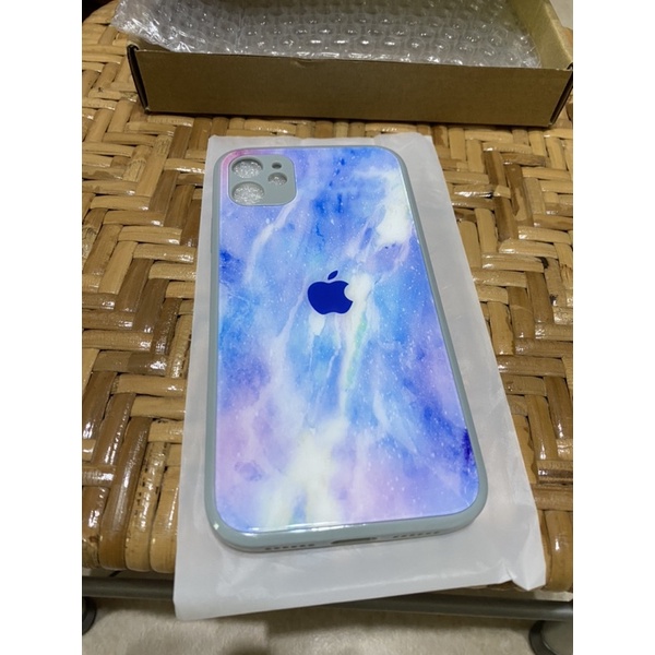 水彩玻璃iPhone保護殼 銀河紫