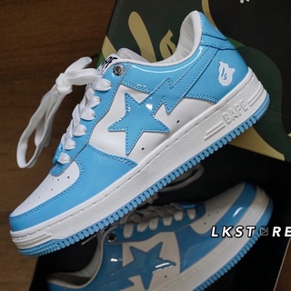 {LKSTORE} Bape Sta Low 亮皮 2022新款 白藍 猿人 漆皮 W29X001 板鞋