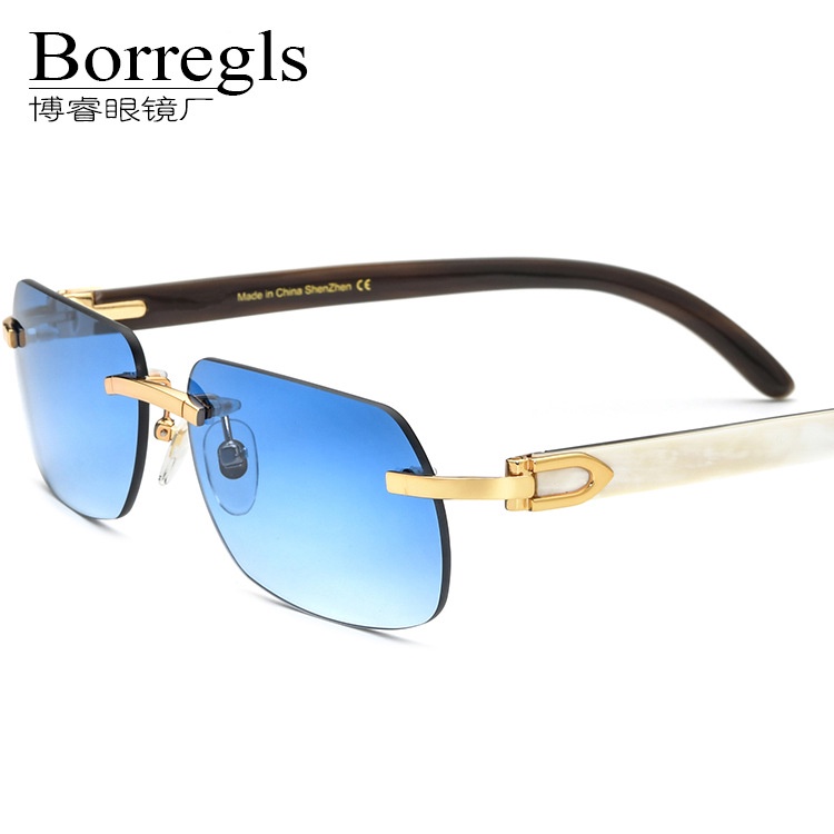 牛角太陽眼鏡珍貴白牛角腿高檔防紫外線墨鏡男尼龍片品質博睿眼鏡Borregls