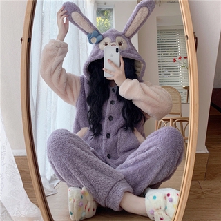 24hr出貨-🇹🇼現貨韓版 女生睡衣 情人節禮物🎁珊瑚絨 睡衣 睡袍 兔子睡袍 家居服女友禮物 星黛露睡衣