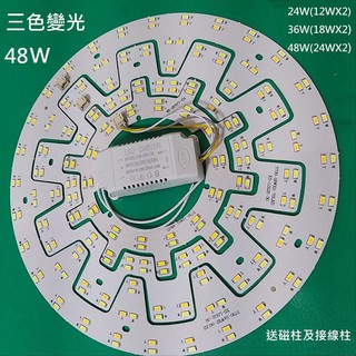 LED 風扇燈 吸頂燈 三色變光 中性光 套件 圓型燈管改造燈板套件 5730 LED圓型光源貼片 110V 48W