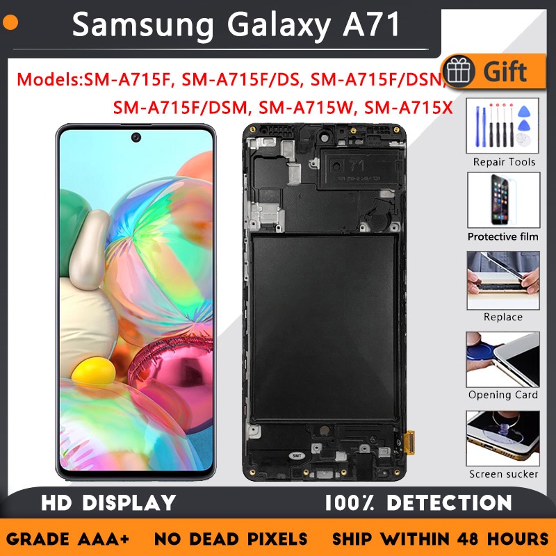 Lcd 6.7" 適用於三星 Galaxy a71 SM-A715F/DS SM-A715F/DSM 顯示屏觸摸數字化儀