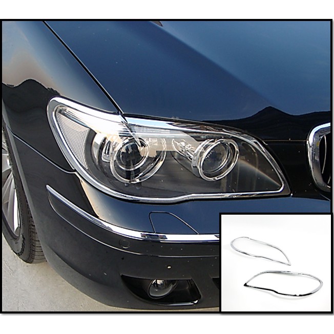 圓夢工廠 BMW 7 E65 745 750 760 2005~2009 改裝 鍍鉻銀 車燈框飾貼 頭燈框 前燈框