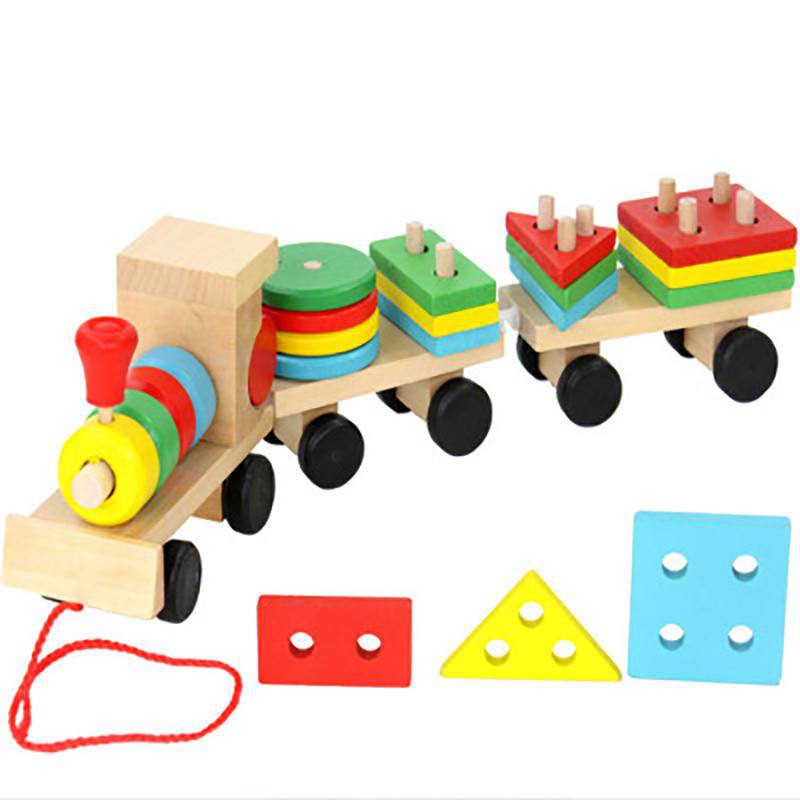 拖拉三節小火車木制益智拆裝螺母組合形狀配對早教玩具【IU貝嬰屋】