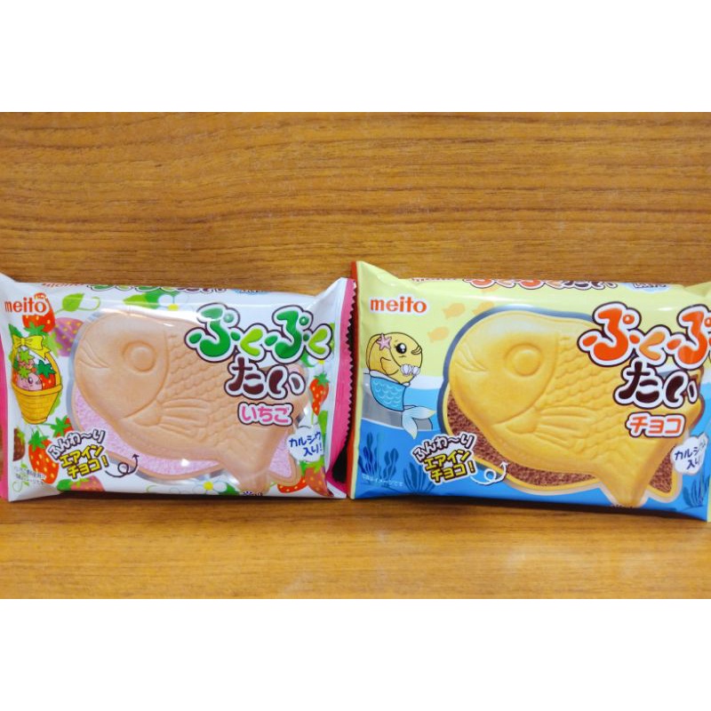 ✨現貨✨日本MEITO名糖鯛魚造型巧克力風味草莓風味餅乾16.5g